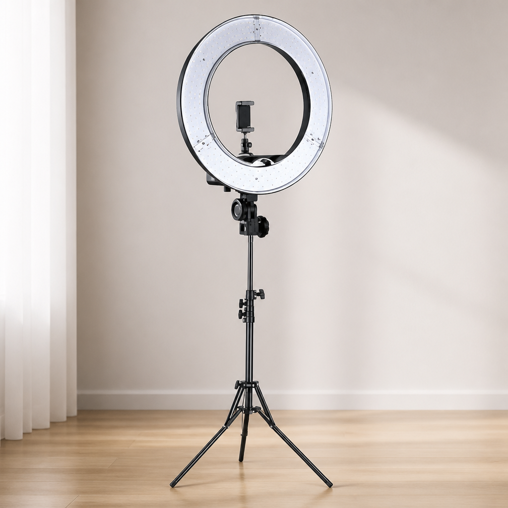 NEEWER Ring Light 18inch Kit: 55W 5600K Professional LED with Stand and Phone Holder, Soft Tube & Bag for Tattoo Lash Extension Barber Makeup Artist Studio Video Photography Lighting, RL-18