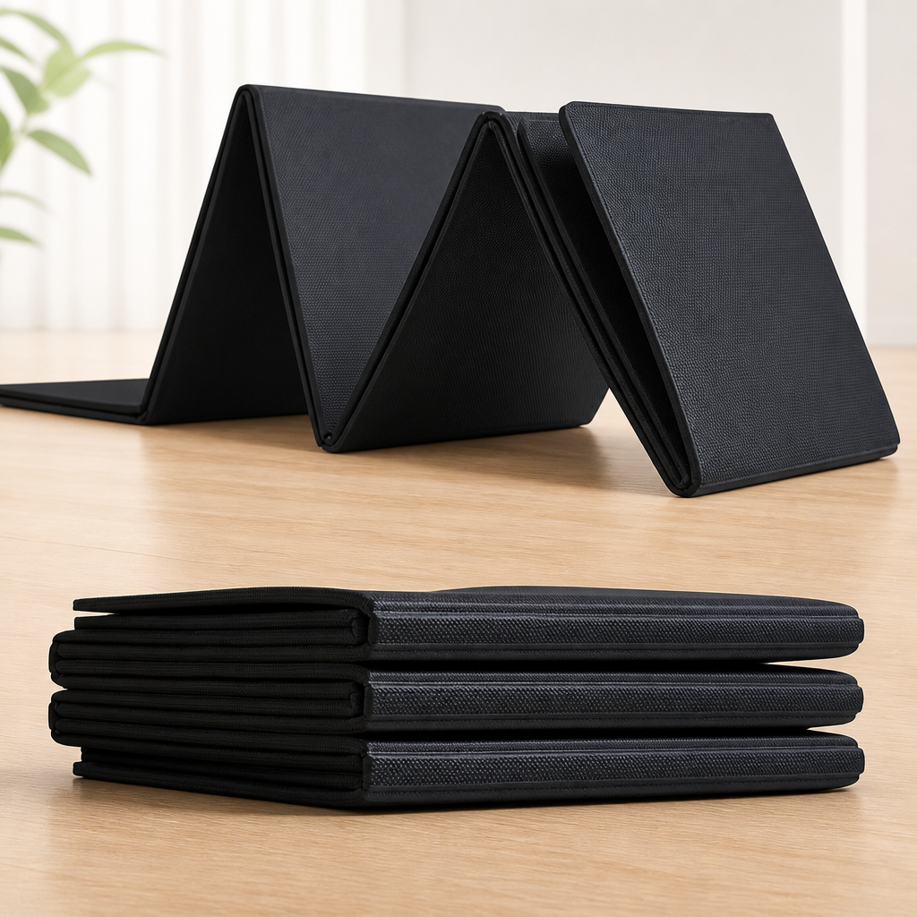 Polyfit Foldable Yoga Mat for Travel and Home Workouts - 7mm Thick - Lightweight, Packable, and Easy to Store - Folding Workout Mat for Women & Men - For Stretching, Yoga & Pilates
